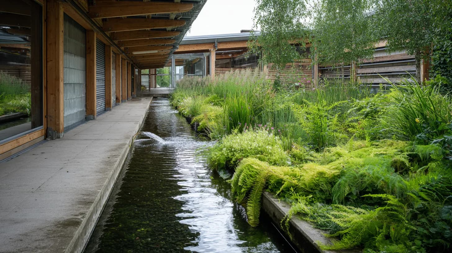 Gewerbegebäude mit großen Dachflächen — Wasser als Kosten- und Compliance-Thema
